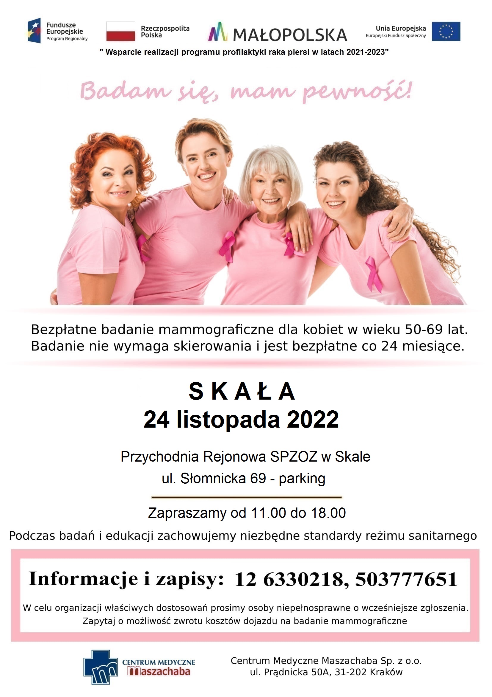 plakat informujący o badaniu mammograficznym