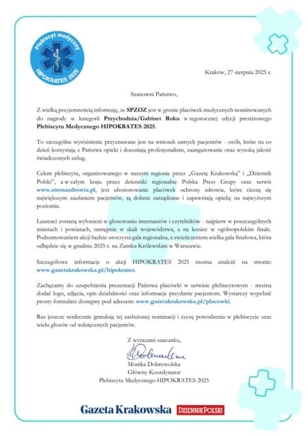Nominacja_Przychodnia_Gabinet_ Hipokrates 2025