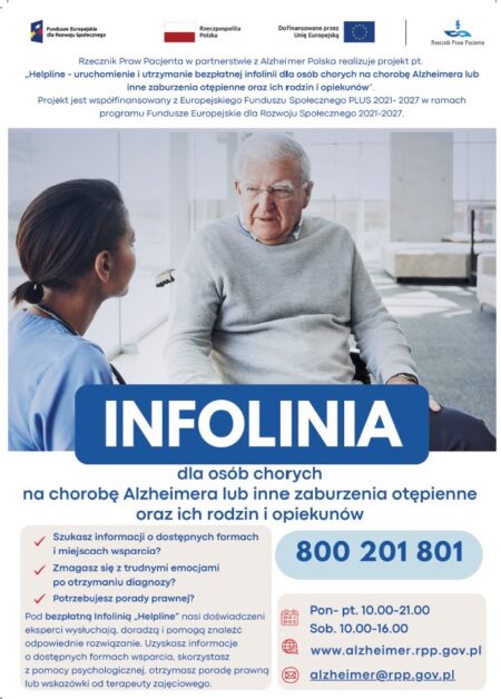 infolinia dla osób chorych na chorobę Alzheimera oraz ich opiekunów