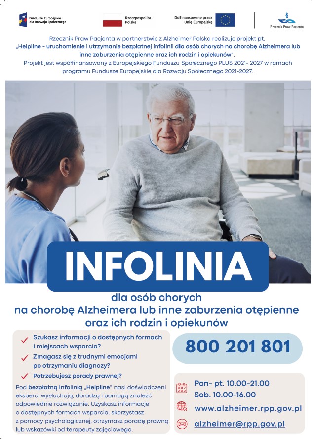 infolinia dla osób chorych na chorobę Alzheimera oraz ich opiekunów